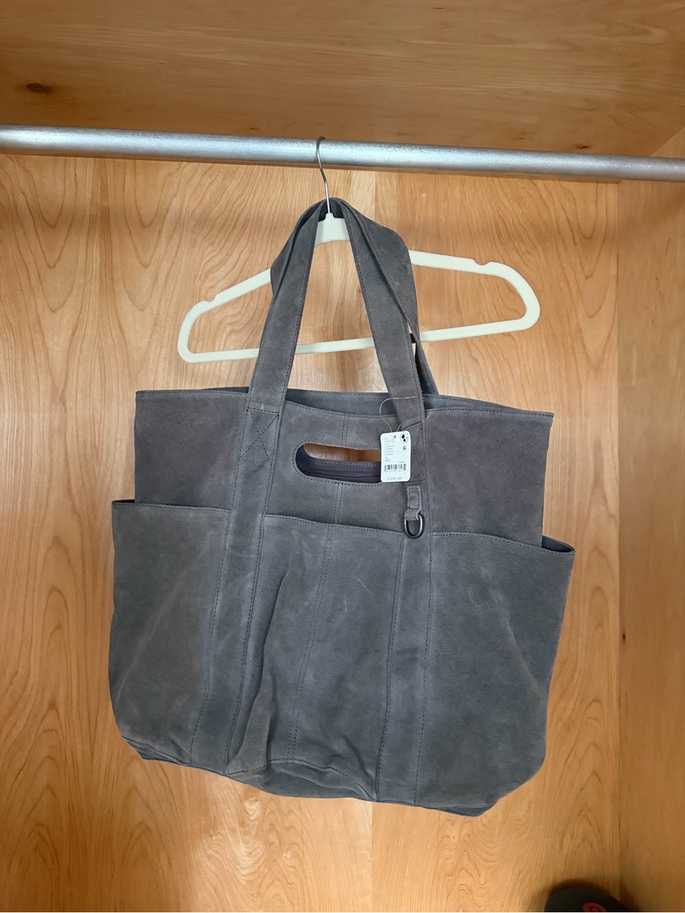 Gray Suede Tote Bag - Spacious Everyday Carry